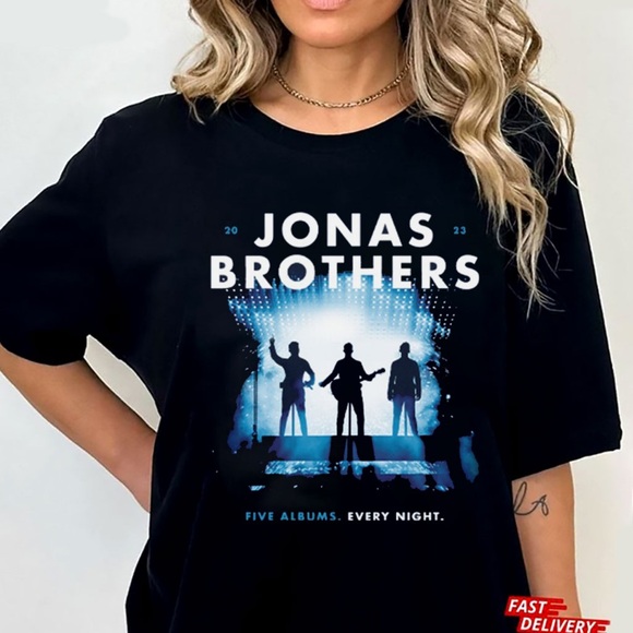 Jonas Brothers Vintage Look 2023 Tour T Shirt Large Five Albums Every Night L - Picture 2 of 8